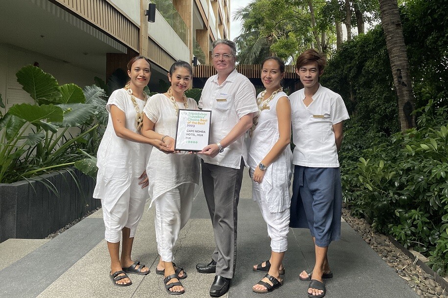 Cape Nidhra Hotel, Hua Hin, Is Proud to Receive the Award "Travellers' Choice Best of The Best 2023" from TripAdvisor