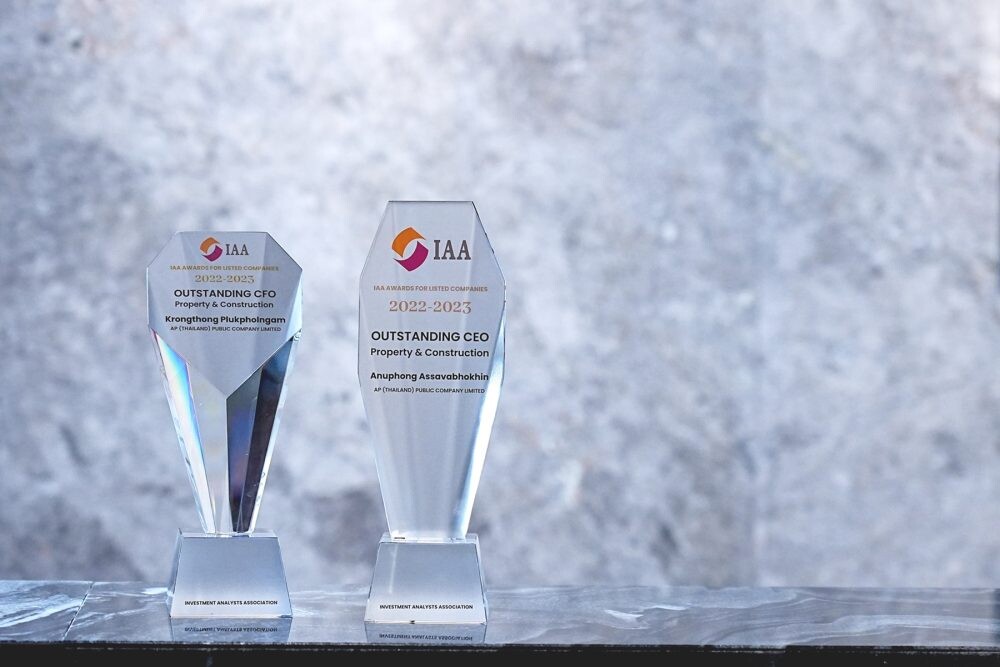 "เอพี ไทยแลนด์" คว้ารางวัลสำคัญ CEO และ CFO โดดเด่น จาก IAA Awards for Listed Companies สะท้อนความเป็นผู้นำธุรกิจ และความเชื่อมั่นจากนักลงทุน