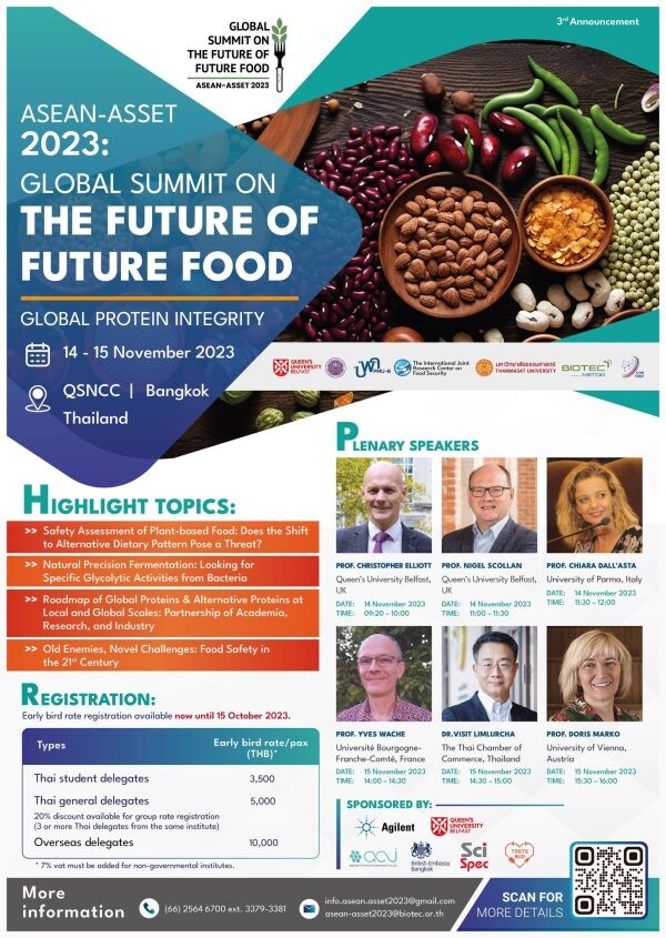 'ศูนย์วิจัยนานาชาติด้านความมั่นคงทางอาหาร' เตรียมจัดงานประชุมวิชาการระดับนานาชาติ ASEAN-ASSET 2023 ผลักดันประเทศไทยเป็นศูนย์กลางการวิจัยหนุนครัวไทยสู่ครัวโลก