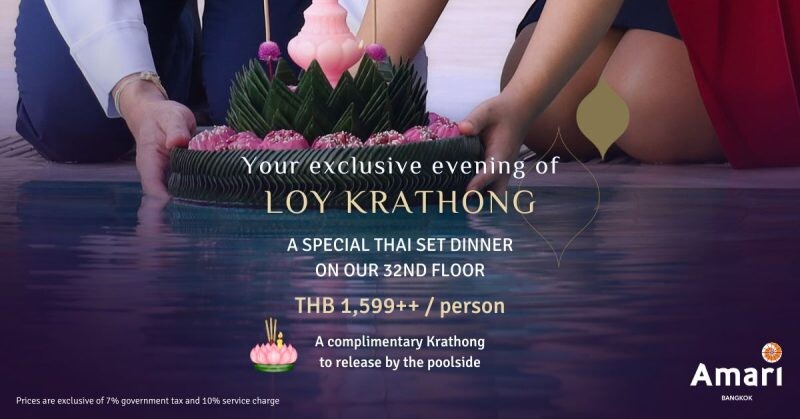 Immerse yourself in the enchanting Loy Krathong Celebration at Amari Bangkok