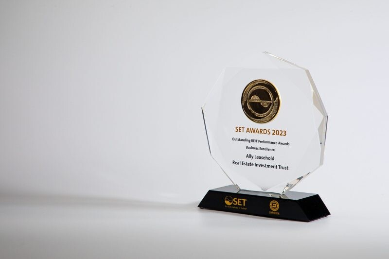 "ALLY REIT" คว้ารางวัลเกียรติยศ SET Awards 2023 สาขา Best REIT Performance Awards ตอกย้ำกองทรัสต์ที่มีผลตอบแทนเติบโตอย่างต่อเนื่อง