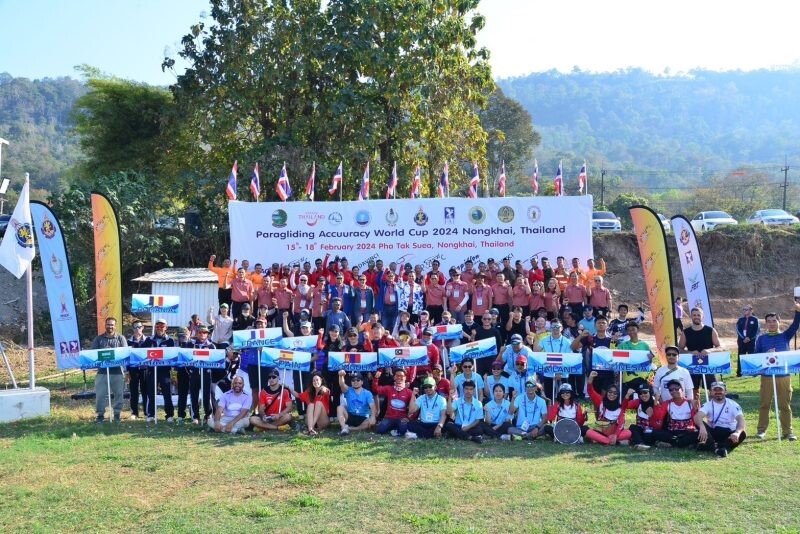 สมาคมกีฬาทางอากาศและการบินแห่งประเทศไทย ในพระบรมราชูปถัมภ์ จัดการแข่งขันร่มร่อนบินลงเป้าแม่นยำเวิลด์คัพ ประจำปี 2567 "Paragliding Accuracy World Cup 2024 Nongkhai, Thailand"