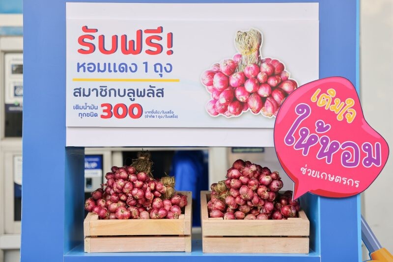 พีทีที สเตชั่น เติมเต็มรอยยิ้มให้เกษตรกรไทย สมาชิก blueplus+ รับฟรี! หอมแดงจำนวน 1 ถุง เมื่อเติมน้ำมันที่ พีทีที สเตชั่น ครบ 300 บาท